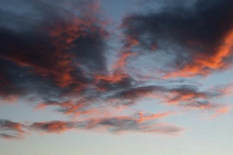Panoramic view of the red-blue evening sky. Stock Photos