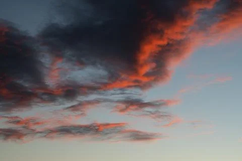 Panoramic view of the red-blue evening sky. Stock Photos