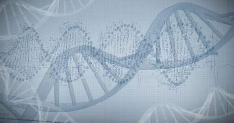 Panoramic view of red dna pattern on screen Stock Photos