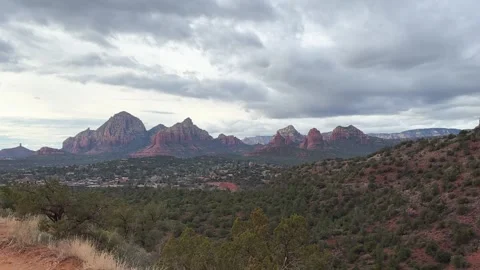 Panoramic View of Red Rock Mountains Stock Footage 276192782