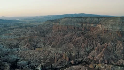 Panoramic view of Red Valley at Goreme, sunset in Cappadocia, Turkey 4K Stock Footage 220433201