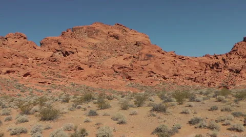Panoramic view on red wavy Mountains of Valley of Fire State park, NE Vidéo 60013373