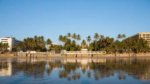Panoramic view &amp; reflection shot of Mumbai's famous tourist spot, Juhu Beach Stock Photos