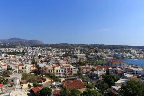 Panoramic view to Rethymno from Fotezza. Stock Photos