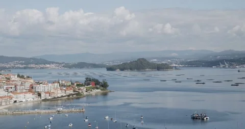 Panoramic view of Ria de Pontevedra, Galicia, Spain Video stock 148240829