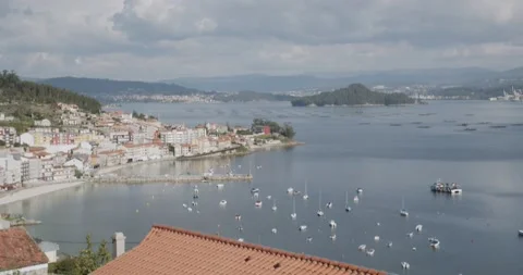 Panoramic view of Ria de Pontevedra, Galicia, Spain Video stock 148500029