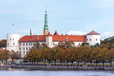 Panoramic view of Riga castle or Rigas pils Stock Photos