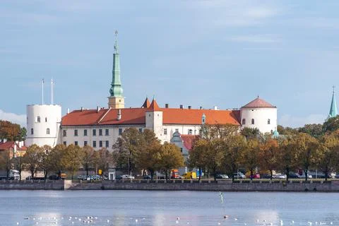 Panoramic view of Riga castle or Rigas pils Stock Photos