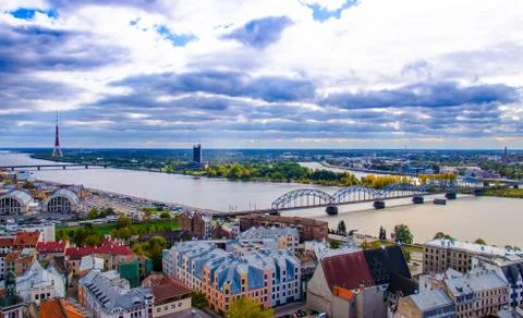 Panoramic view of Riga Old Town, Latvia Foto stock