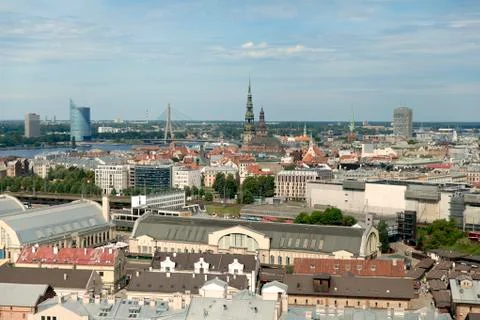 Panoramic view of Riga Stock Photos