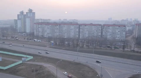Panoramic view of the ring road of the city of Minsk from a great height Stock Footage 49837140
