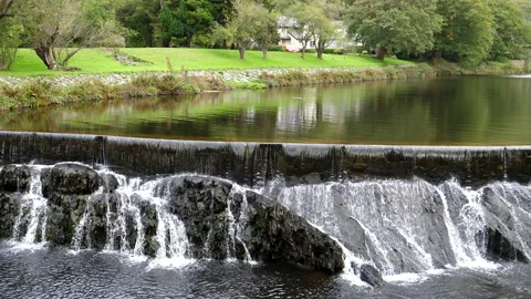 Panoramic view of river Afon Rheidol weir in North Wales 库存影片 162069854