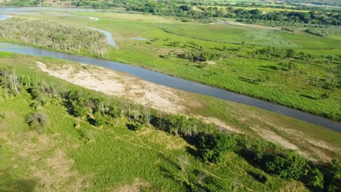 Panoramic view of a river basin at sunset in Yaguará – Huila – Colombia Stock Footage 277770572
