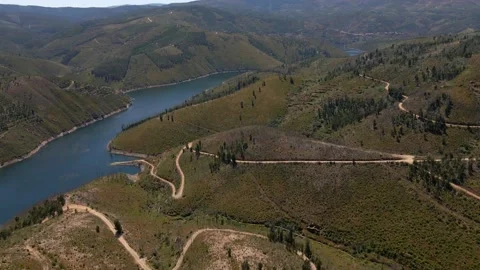 Panoramic view of the river between the mountains Stock Footage 170557574