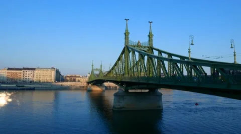 Panoramic view of the River Danube in Budapest at dusk Stock-Footage 50590939