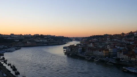 Panoramic view on River Douro during sunset Stock Footage 91706672