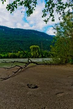 Panoramic view of the river inn in austria Stock Photos