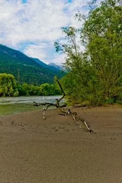 Panoramic view of the river inn in austria Stock Photos