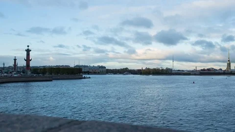Panoramic view on river Neva. Time lapse Stock Footage 81668023