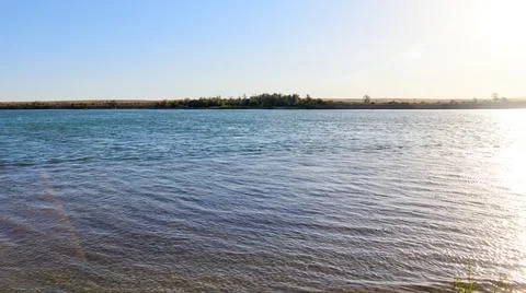 Panoramic view of the river at sunrise Stock Photos