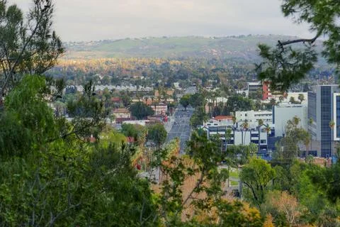 Panoramic View of Riverside from Mt Rubidoux Trail and Memorial Park 스톡 사진