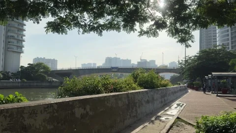 Panoramic View of Rizal Riverwalk and Skylines, Makati - 4K 60fps Vidéo 339549797