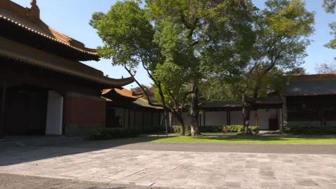A panoramic view of the road in front of the Chaotian Palace Dacheng Hall. Stock Footage 247435132
