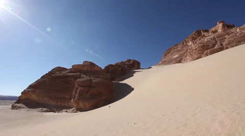 Panoramic view of a rock and sand mountain in the Sinai desert Stock Footage 38918798