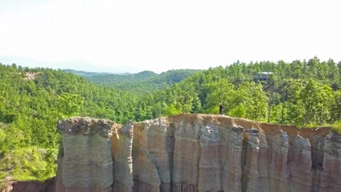 Panoramic View of Rock Formations and Lush Green Landscape Stock-Footage 310244501