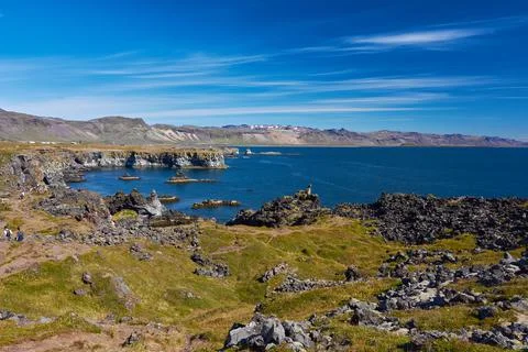 Panoramic view of the rocky cliffs in the Snaefellsnes peninsula Stock Photos