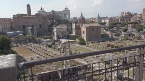 Panoramic view of the Roman forums. Fori romani. Italy, Rome. Video stock 250915977