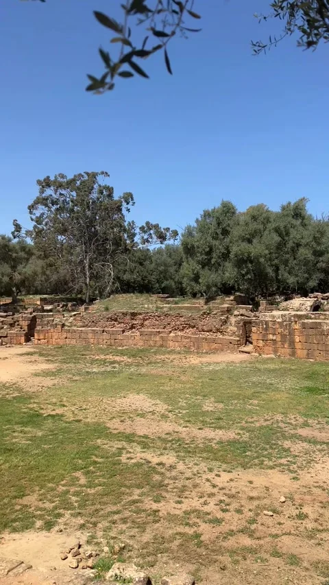 Panoramic view of the Roman ruins in Tipasa, Algeria Stock Footage 251370359
