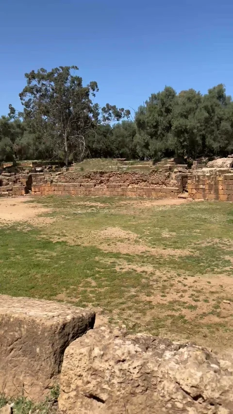 Panoramic view of the Roman ruins in Tipasa, Algeria Stock Footage 251370417