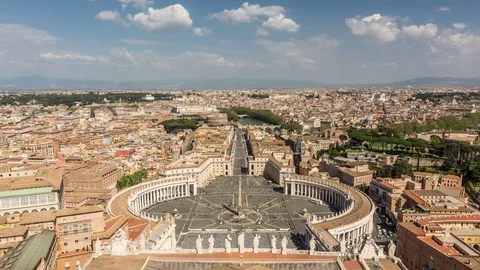 Panoramic view of Rome from the Dome of St. Peter's Basilica Stock Footage 91790079