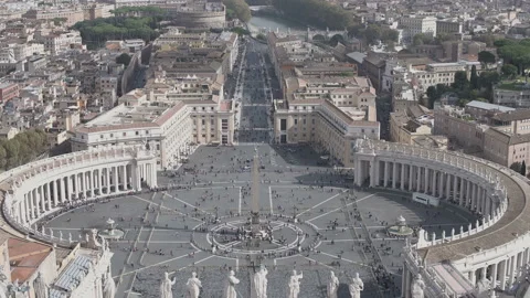 Panoramic view of Rome from the Dome of St. Peter's Basilica. Piazza San Pietro Stock Footage 101522726