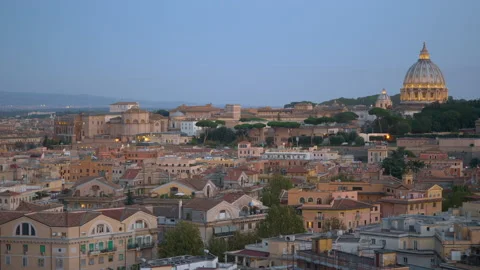 Panoramic view of Rome from Mount Monte Mario, view to the Saint Peters Basilica Stock Footage 152507322