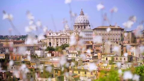 Panoramic view of Rome. Rome skyline cityscape with Vatican City landmark. Stockbeeldmateriaal 92816604