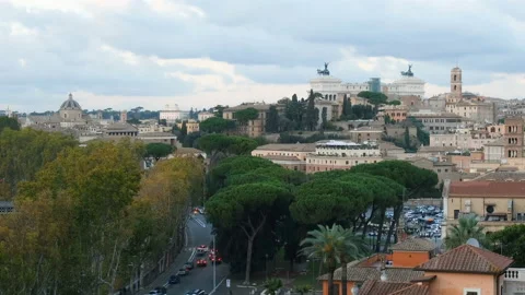 Panoramic view of Rome town landscape with car traffic transportation,Italy Video stock 225270363