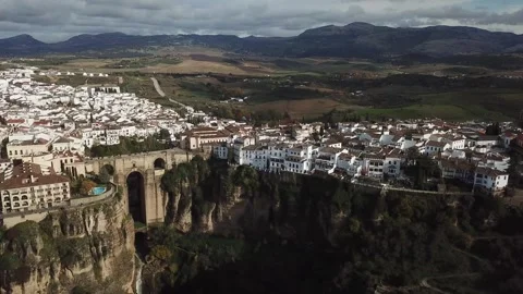 Panoramic view of Ronda during summer Stock Footage 304229078