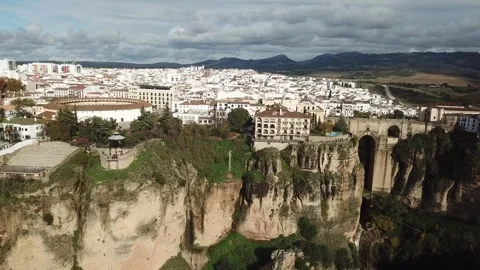 Panoramic view of Ronda during summer Stock Footage 304229131