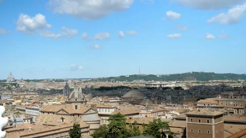 The panoramic view on the roofs of the Roman ancient buildings covering the dome Stock Footage 142162858