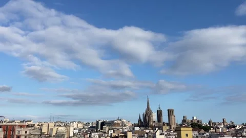 Panoramic view on the rooftops of Barcelona Video stock 300047744