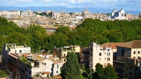 Panoramic view on the rooftops of Rome, Italy Stock Footage 301082685