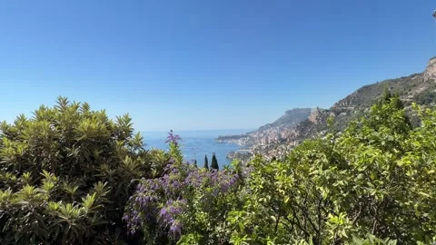 Panoramic View of Roquebrune-Cap-Martin Coastline and Monaco 库存影片 347251446