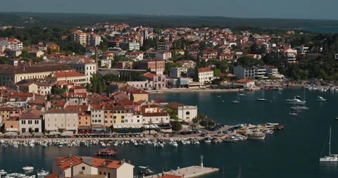 Panoramic View of Rovinj Waterfront and Harbor Video stock 335838669