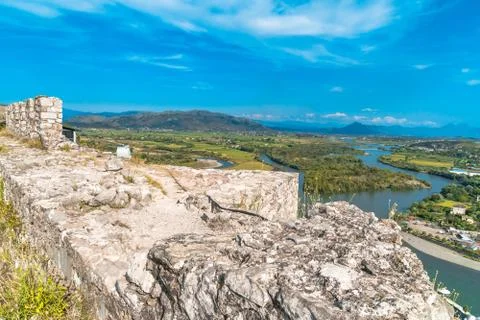 Panoramic View of Rozafa Castle Stock Photos
