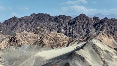 Panoramic View of Rugged Arid Mountains and Desert Landscape Qinghai China Stock Footage 346335534
