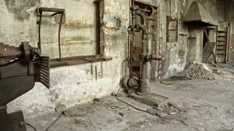 Panoramic View at Ruins Of Abandoned Building Stock Footage 143188213