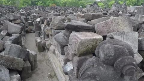 Panoramic View, Ruins of Perwara Temples, Sewu Temple Compound, Java, Indonesia Stock Footage 307062088