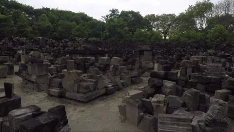 Panoramic View, Ruins of Perwara Temples, Sewu Temple Compound, Java, Indonesia Stock Footage 307135065